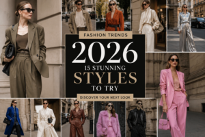 Fashion Trends 2026 featuring stylish women in modern outfits and the latest fashion styles.